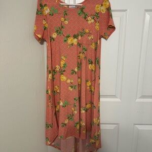 LuLaRoe Orange High Low Sundress with Short Sleeves